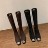 【预售7天】铁头粗跟弹力长筒靴秋冬新款女靴韩版时尚后拉链高筒靴单靴SLLK&sl-7775 商品缩略图1