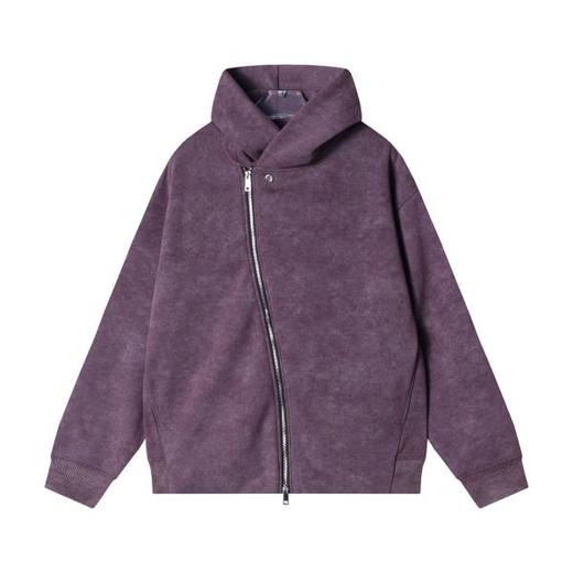 秋冬季新款时尚个性扎染斜拉链连帽卫衣百搭高级小众设计情侣上衣 商品图1