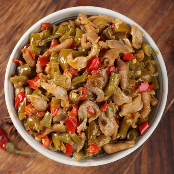 窑塘村 酸辣鸡杂220g酸豆角鸡心鸡肠鸡胗湖南特产炒制即食拌面酱下饭菜 /粮油调味 /调味品 /榨菜/酱腌菜 商品图1