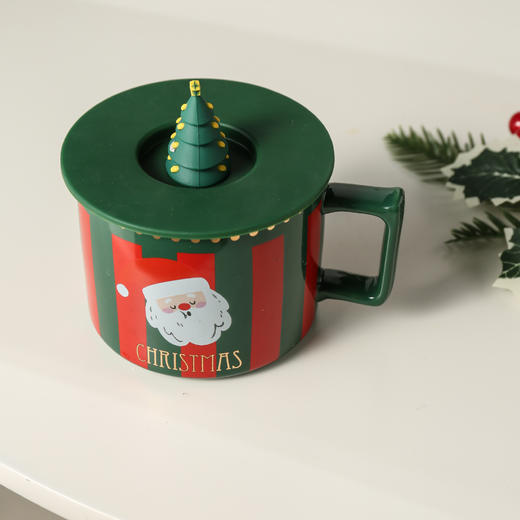 【圣诞新款！陶瓷杯带盖带勺，ins颜值水杯】圣诞节日陶瓷杯 带盖带勺杯子 ins颜值水杯可爱卡通马克杯 早餐杯 可爱卡通马克杯设计 颜值高 送礼自用两相宜-QQ 商品图2