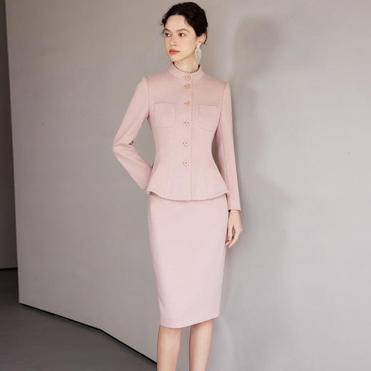 IWY/高端粉色面试职业装套裙女设计感小香风商务通勤西装裙正装CS2187 商品图2