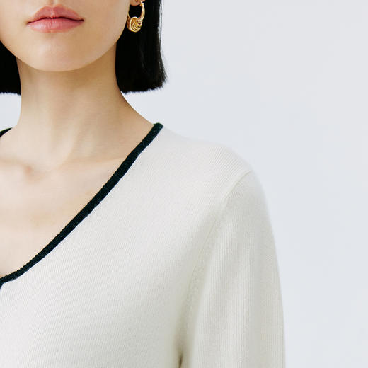 东黎 • 山羊绒女士撞色开衫 4630 商品图6