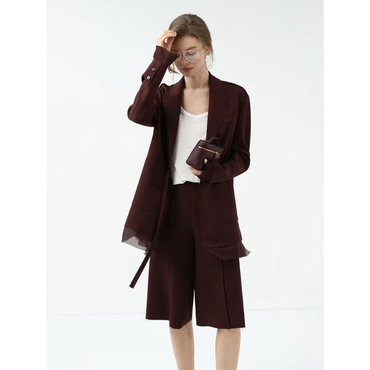 COCOBELLA[安可拉红]设计感毛边系带西装早秋气质通勤西服SI7028 商品图3