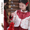 littletime女童秋冬套装2024新款红色新年服中国风棉服纱裙两件套 商品缩略图0