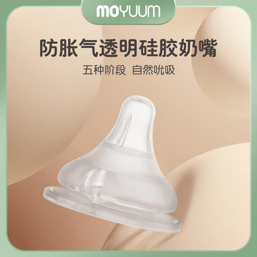 Moyuum婴儿透明硅奶嘴防胀气奶嘴2只装 商品图0