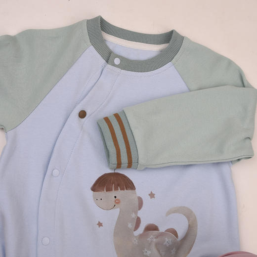 棉果果春季新品商场同款男童撞色拼接卡通恐龙纯棉偏襟连体衣M112720225142 商品图3