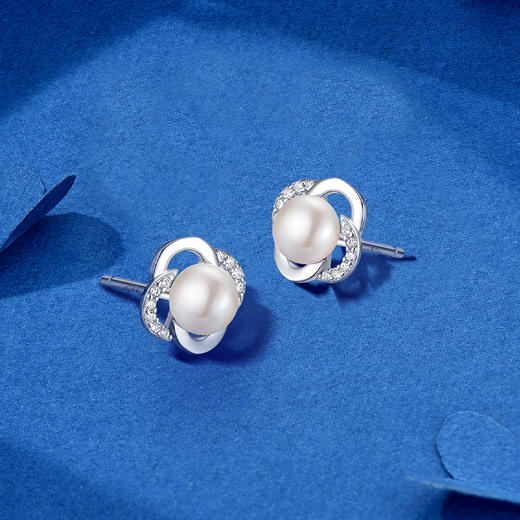 卡蒂罗/KADER 淡水珍珠 四叶心旋耳钉 幸运四叶草优雅大气轻奢小众耳饰 百搭不撞款养耳洞 女友送礼礼物 商品图6