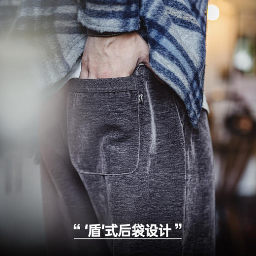 工装优选美式复古双面雪花绒垂感卫裤加绒保暖直筒束脚休闲裤男冬 商品图3