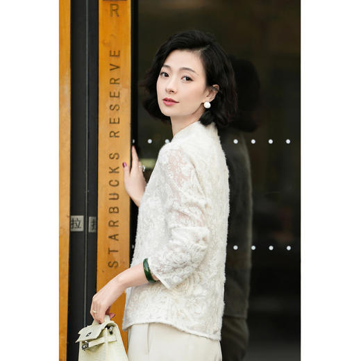 西子/【雪绒花】刺绣串珠立领蕾丝毛衣打底衫/SYBH86 商品图2