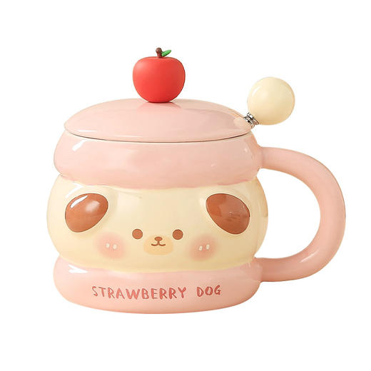 【好看的杯子，喝水就很甜~】马克杯带盖勺卡通水杯 家用高颜值陶瓷杯子 精致婚庆伴手小礼品回礼-QQ 商品图4