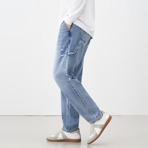 gxg.jeans男装夏季蓝色磨破设计牛仔长裤JE1050187C 商品图2