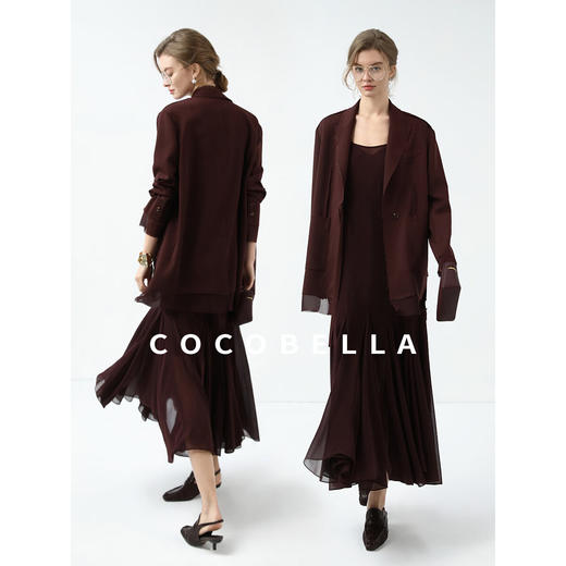 COCOBELLA[安可拉红]设计感毛边系带西装早秋气质通勤西服SI7028 商品图4