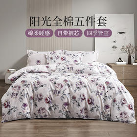 雅芳婷床笠款长绒棉五件套薄被子四件套空调被夏凉被专柜同款