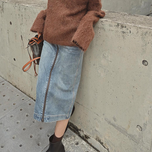 【顺丰包邮】42112 洛诗琳时髦百搭设计感双拉链头牛仔半身裙女573 商品图3