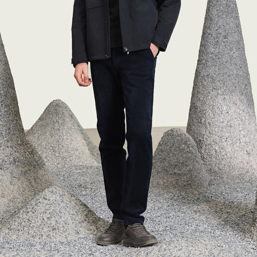 半身缘男裤 冬季简约时尚牛奶丝绒保暖休闲裤254201M10303499 商品图4