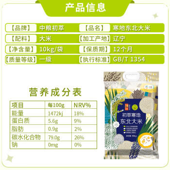 初萃 中粮寒地东北大米20斤 一级黑土粳米  非真空包装 /粮油调味 /米 /其他大米 商品图2