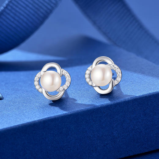 卡蒂罗/KADER 淡水珍珠 四叶心旋耳钉 幸运四叶草优雅大气轻奢小众耳饰 百搭不撞款养耳洞 女友送礼礼物 商品图4