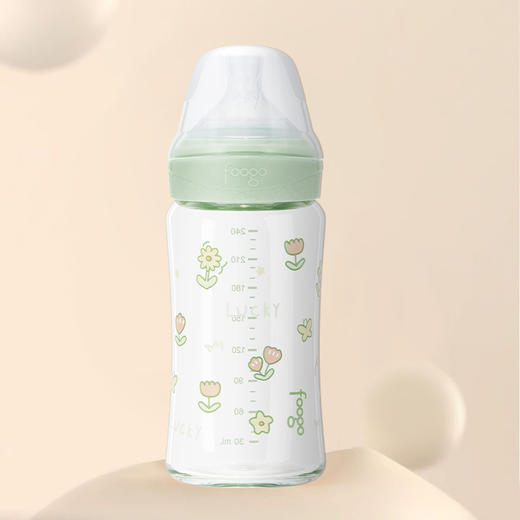 膳魔师foogo 魔法花园系列 玻璃奶瓶240ml绿色（3-6月龄适用） 商品图0