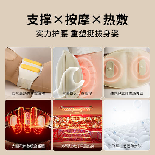 breo倍轻松腰部按摩器Y2按摩腰带热敷暖腰暖腹暖宫便携式护腰椎按摩仪 商品图3