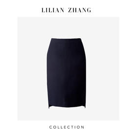 LILIAN ZHNAG 定制—都市力量——天丝羊毛藏青色西装半裙 2403018