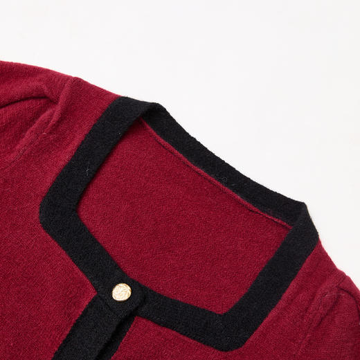 法式复古撞色小香风针织衫女方领高弹软糯内搭上衣V0150001 商品图5