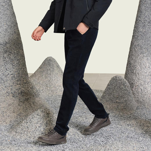 半身缘男裤 冬季简约时尚牛奶丝绒保暖休闲裤254201M10303499 商品图2