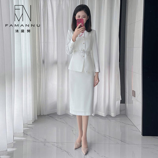 IWY/白色西装套裙女秋冬新款正式场合商务面试工作服职业装CS14306 商品图2