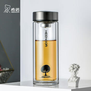 希诺双层玻璃杯男家用商务办公泡茶杯子车载过滤水杯XN-6701 265mL 商品图4