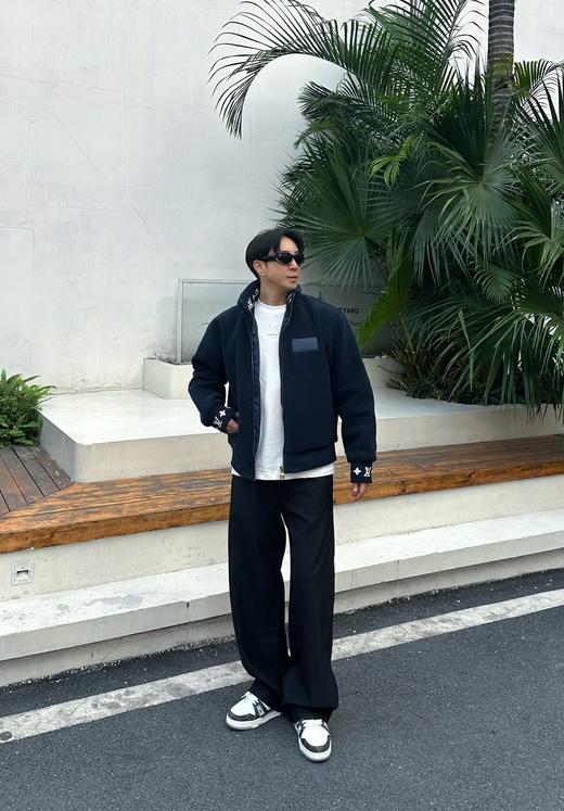 驴家 暗藏青色绒毛 皮标高领外套（JN） 商品图2