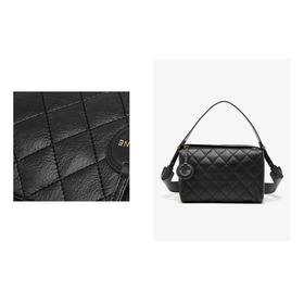 【达芙妮】小香风时尚菱格单肩斜跨枕头包DFN10194黑色