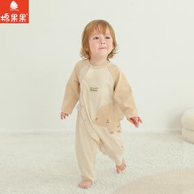 棉果果春秋季新疆彩棉纯棉爬服哈衣偏襟连体衣M101720199004