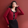 法式复古撞色小香风针织衫女方领高弹软糯内搭上衣V0150001 商品缩略图2