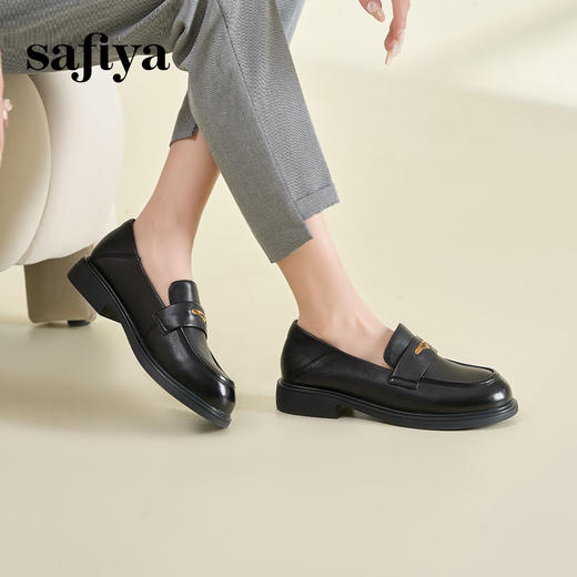 Safiya/索菲娅2025春英伦学院风软底羊皮一脚蹬复古JK小皮鞋SFD1112086 商品图1