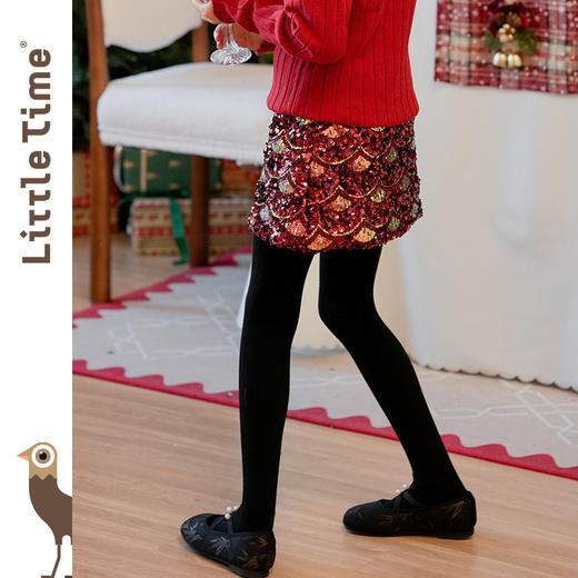 littletime童装亮片短裙子女儿童2024秋冬新款人鱼公主超短半裙 商品图2