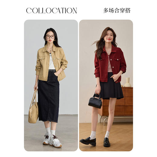 【 1件75折】熙世界休闲工装风牛仔外套短款2025春装新款小个子气质夹克上衣 商品图4