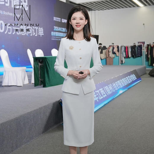IWY/白色西装套裙女秋冬新款正式场合商务面试工作服职业装CS14306 商品图0