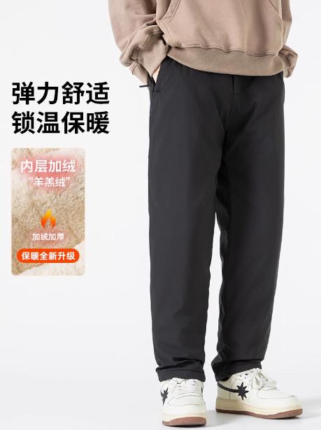 年货节！25冬季加厚羊羔绒男士百搭裤男冬季新款宽松加厚保暖裤子休闲直筒长裤 商品图1