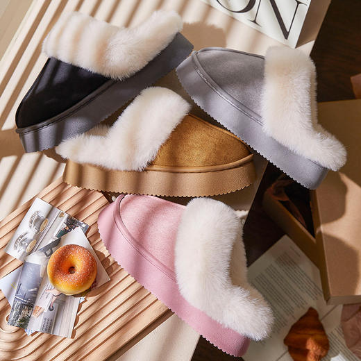 男/女拖鞋秋冬韩版厚底情侣款男女棉拖鞋居家外穿舒适加绒保暖【WG24111W/M】 商品图0