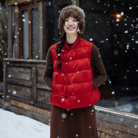 绽放旅行女装547朵/冬季90白鹅绒两色新中式提花叠穿贵气羽绒马甲