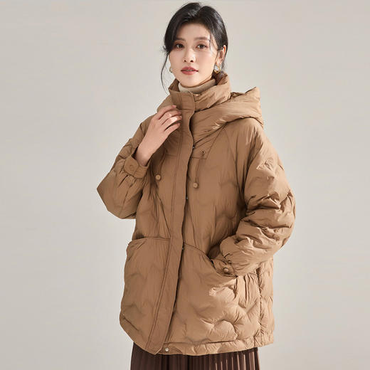 【高货sh】全新升级【铂金会员882/天猫1189/差价307】(21238) 洛诗琳秋冬新款白鸭绒直充韩版宽松连帽中长款羽绒服女 商品图3