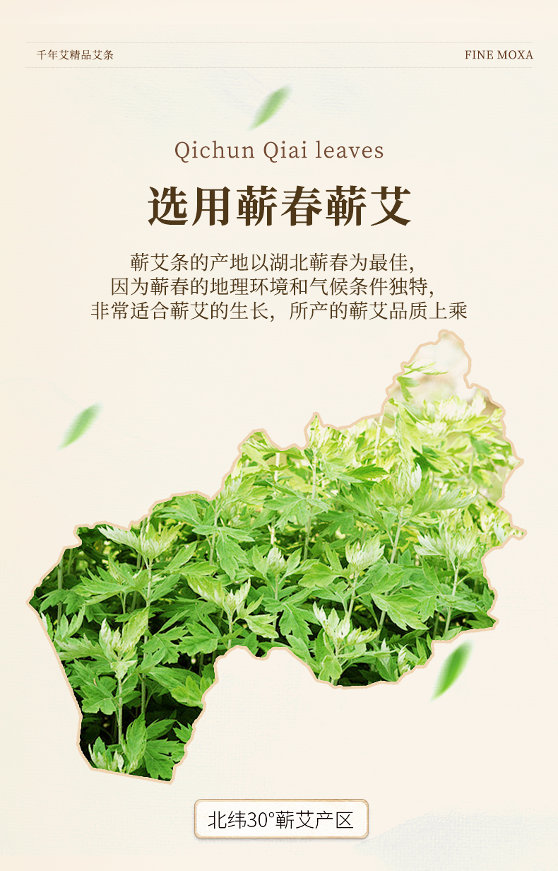 千年艾石磨冷加工蕲艾绒手工卷制蕲艾条4.0*20CM 15支