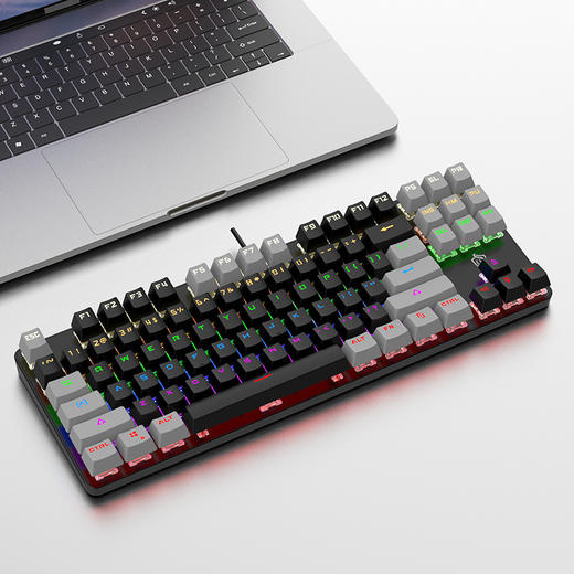【电竞机械键盘，竞技游戏办公通用~】新款k919有线机械键盘 多拼色混光87键 青轴电竞游戏 办公笔记本键盘-QQ 商品图11