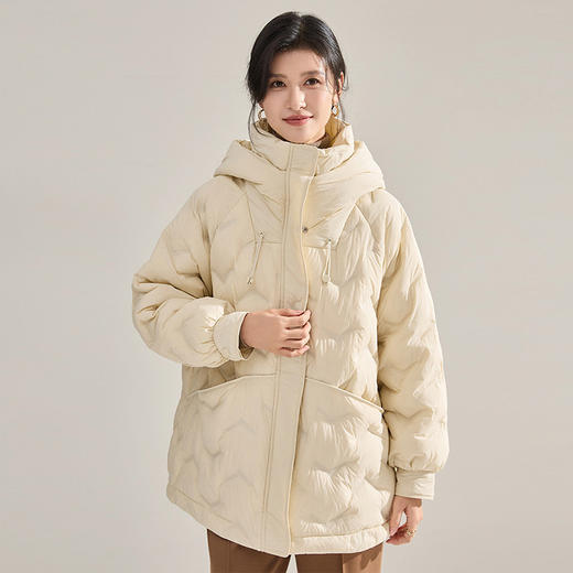 【高货sh】全新升级【铂金会员882/天猫1189/差价307】(21238) 洛诗琳秋冬新款白鸭绒直充韩版宽松连帽中长款羽绒服女 商品图2
