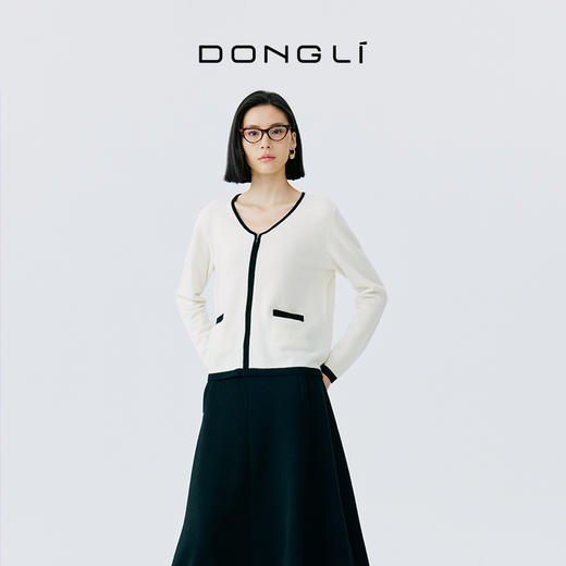 东黎 • 山羊绒女士撞色开衫 4630 商品图4