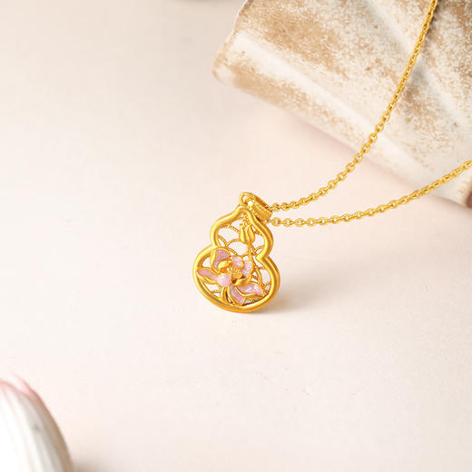 周六福5G足金计价吊坠禅心佛莲好运葫芦金莲九华山系列节日礼物 商品图2