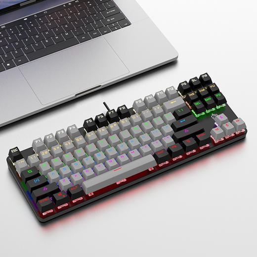 【电竞机械键盘，竞技游戏办公通用~】新款k919有线机械键盘 多拼色混光87键 青轴电竞游戏 办公笔记本键盘-QQ 商品图12