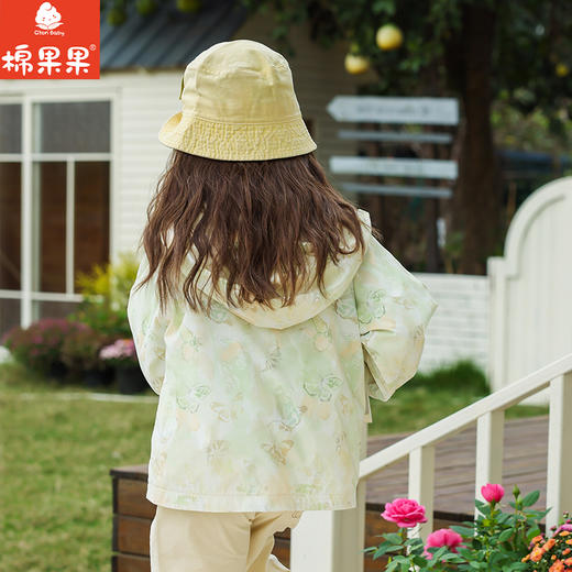 棉果果春季新品商场同款女童小清新防风外套印花连帽风衣M122130325071 商品图2