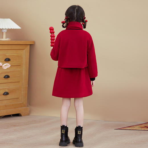 【立体制版，不挑身材】女童国风套装 秋冬新款儿童冬装 夹棉加厚新年红色中式拜年服-QQ 商品图3