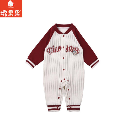 棉果果春季新品商场同款男童撞色拼接条纹纯棉对开连体衣M112722225120 商品图1