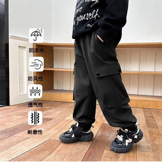 男童秋冬装加绒春秋裤子工装裤儿大童防风防水运动冲锋裤2024新款 商品图2